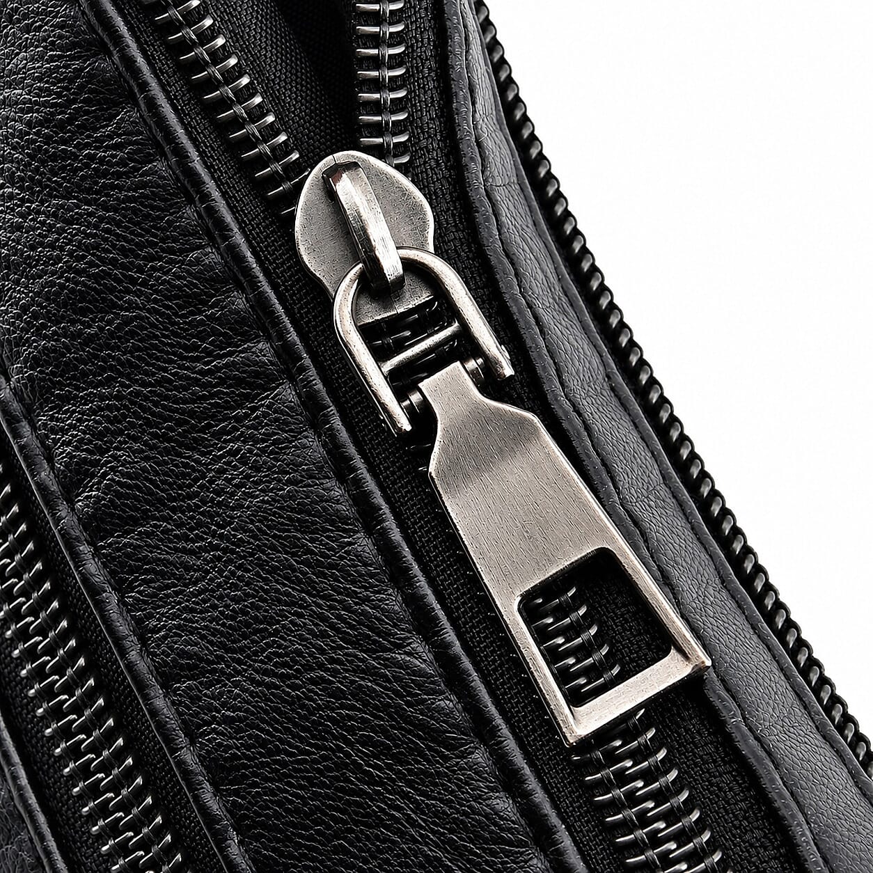 La Marey Black Grid Stitch Faux Leather Crossbody Bag