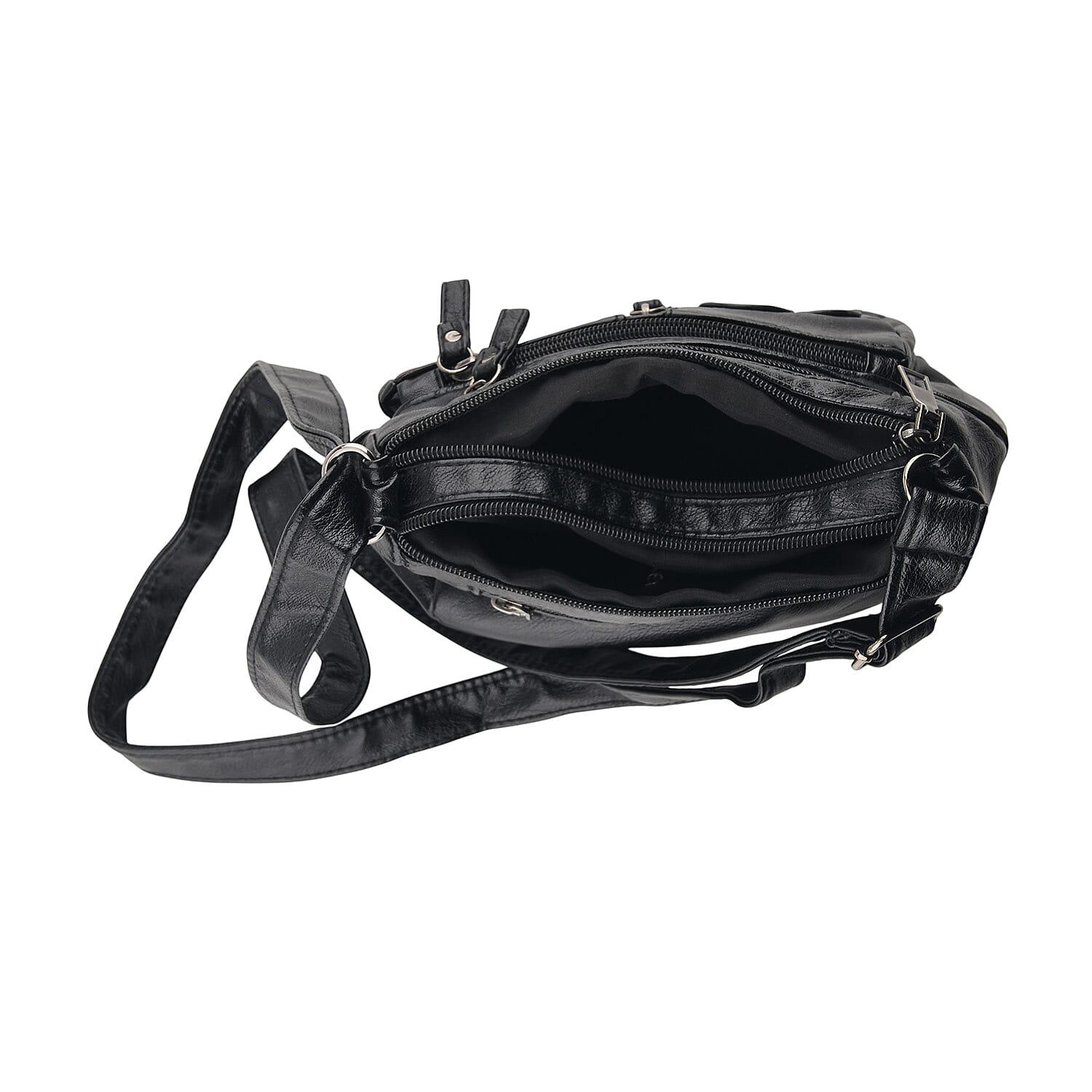 La Marey Black Heart Appliqué Faux Leather Crossbody Bag