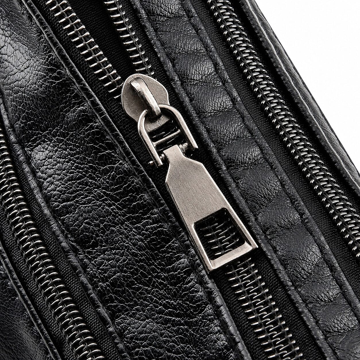 La Marey Black Tri-Color Stripe Faux Leather Crossbody Bag