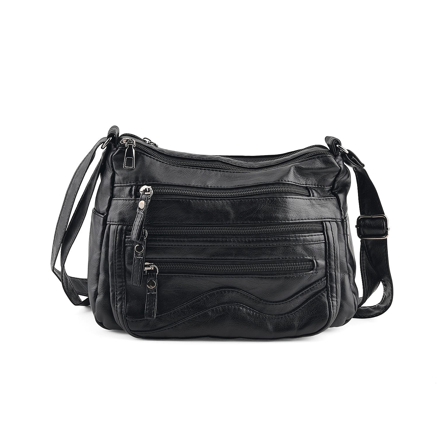 La Marey Black Faux Leather Crossbody Bag and Scarf Set