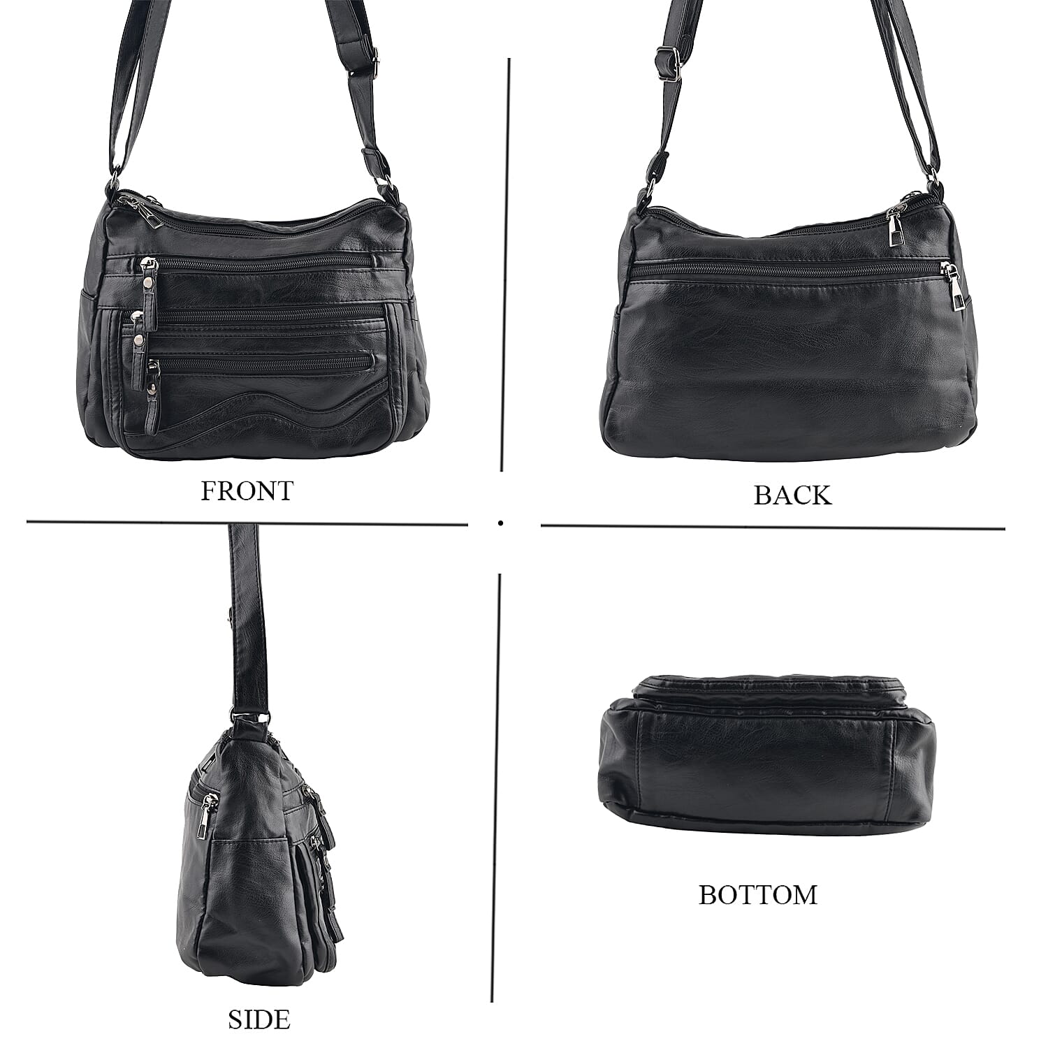 La Marey Black Faux Leather Crossbody Bag and Scarf Set