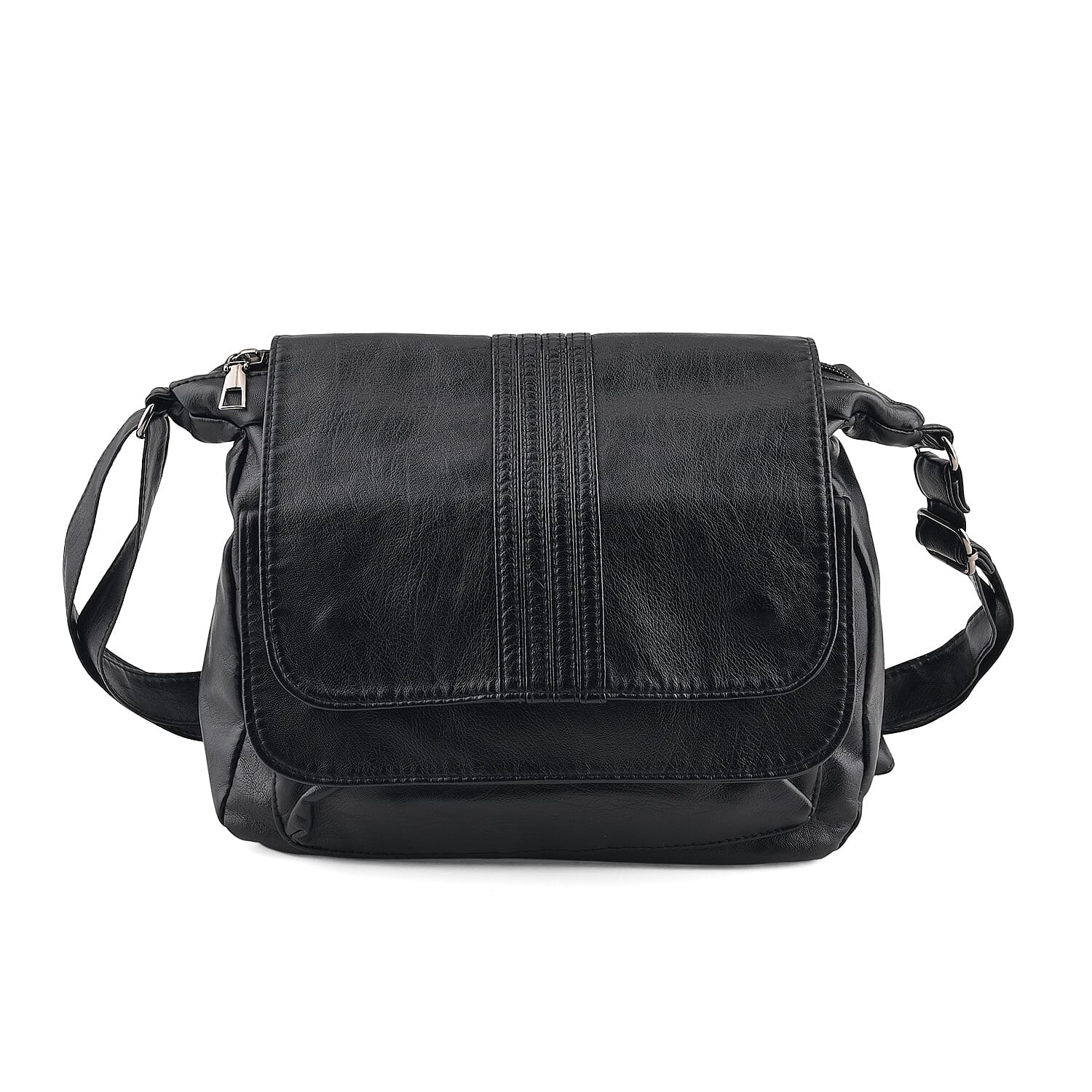 La Marey Black Faux Leather Crossbody Bag