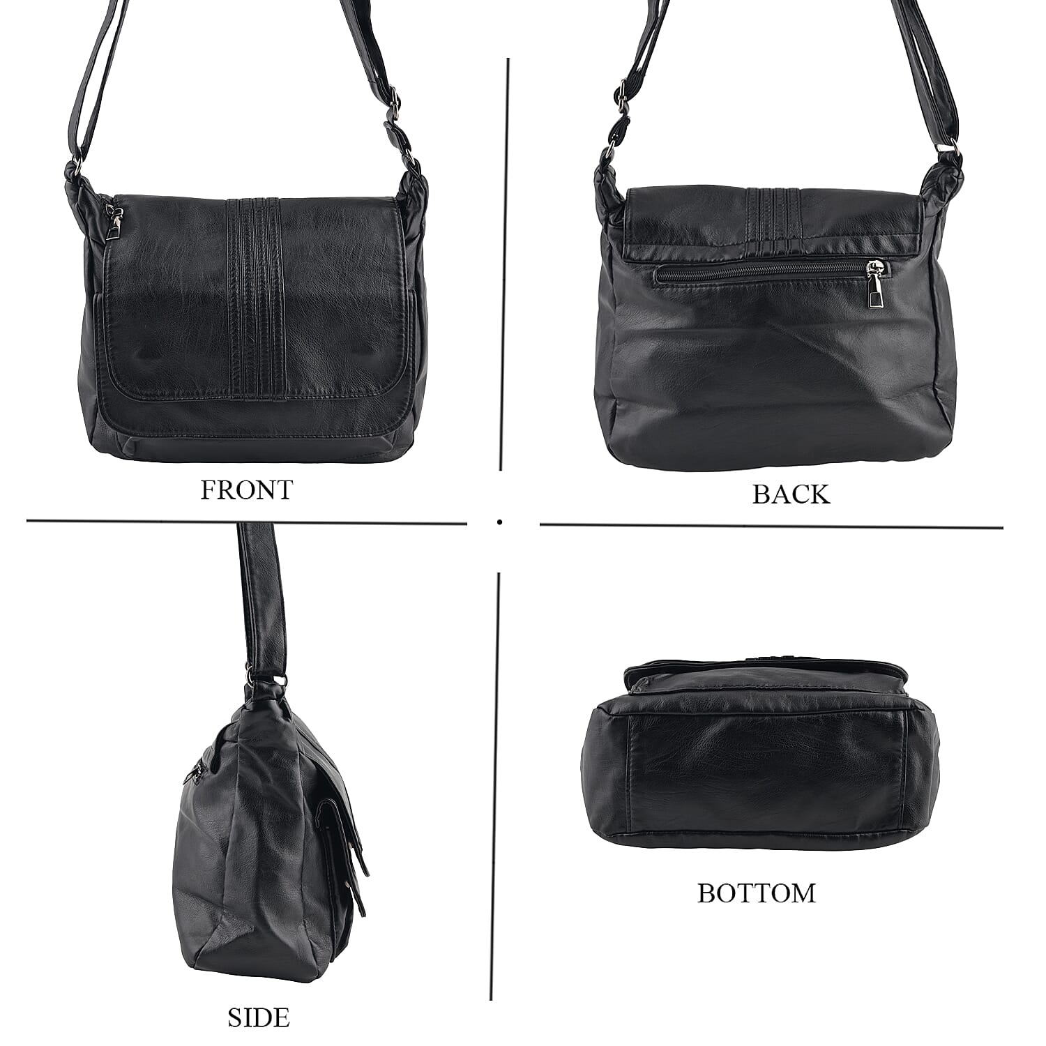 La Marey Black Faux Leather Crossbody Bag