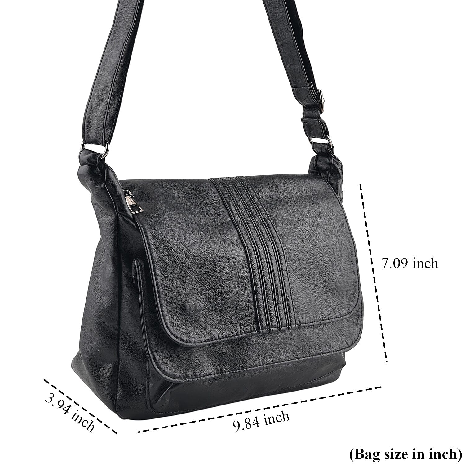 La Marey Black Faux Leather Crossbody Bag