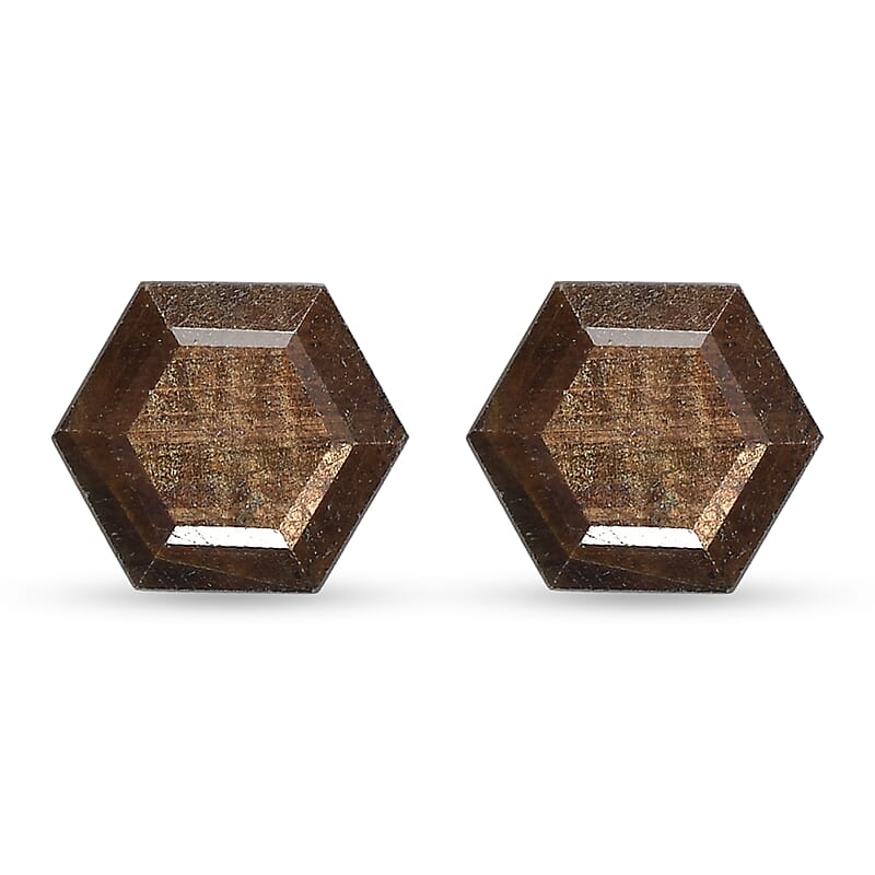 Chocolate Sapphire Set of 2 (Hex 6 mm) 2.34 ctw