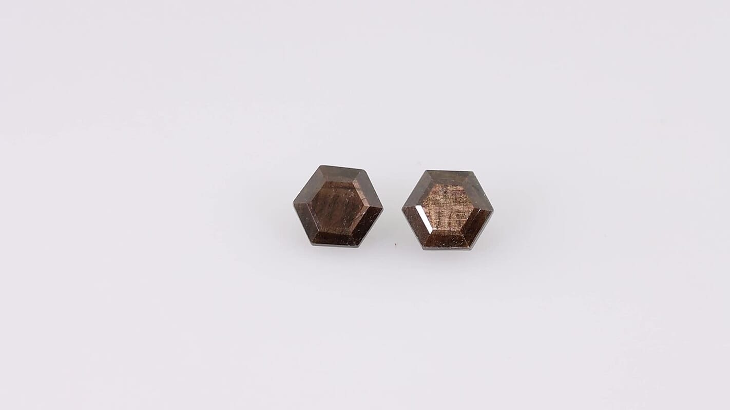 Chocolate Sapphire Set of 2 (Hex 6 mm) 2.34 ctw