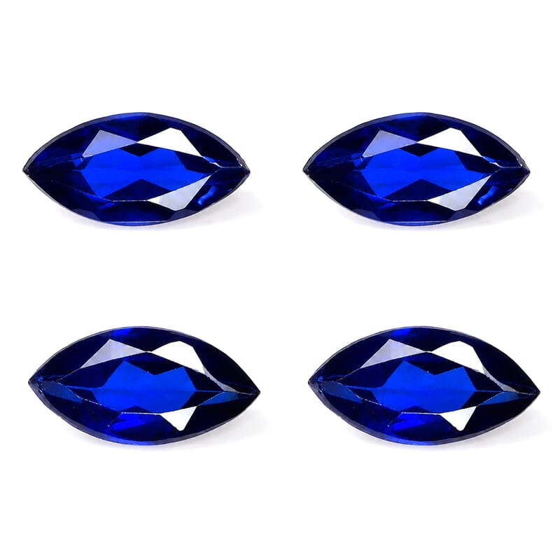 Lab Created Blue Sapphire Set of 4 (Marquise) 0.65 ctw