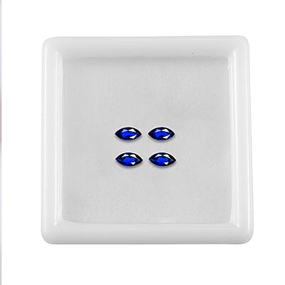 Lab Created Blue Sapphire Set of 4 (Mrq 5x2.5 mm) 0.65 ctw