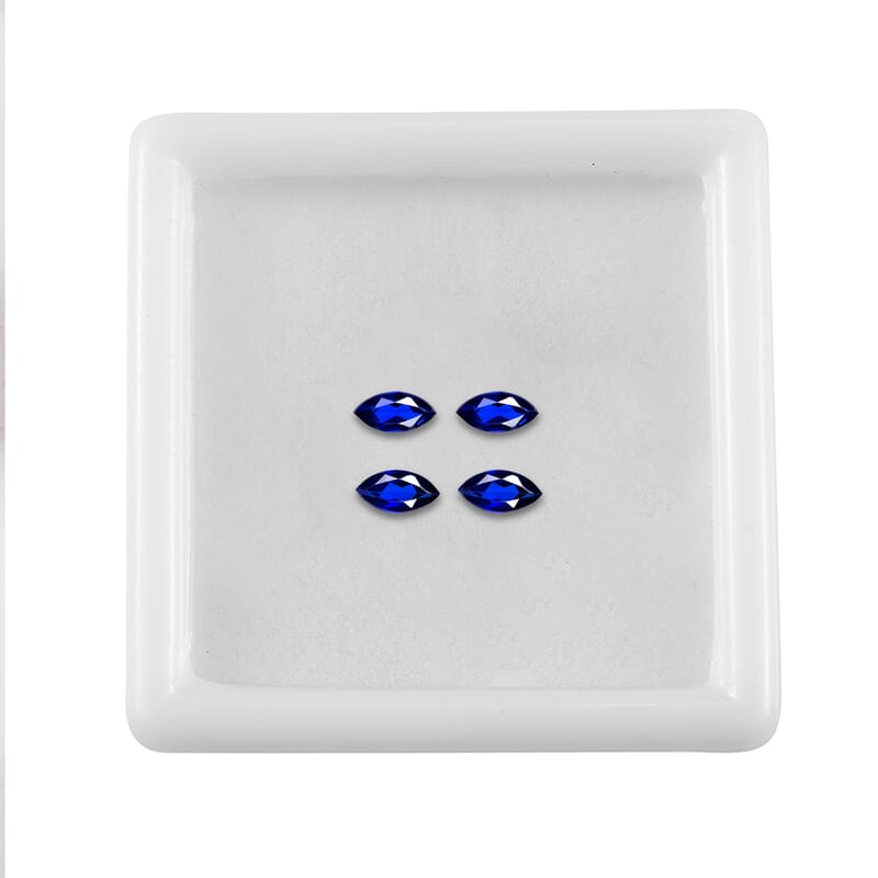 Lab Created Blue Sapphire Set of 4 (Marquise) 0.65 ctw