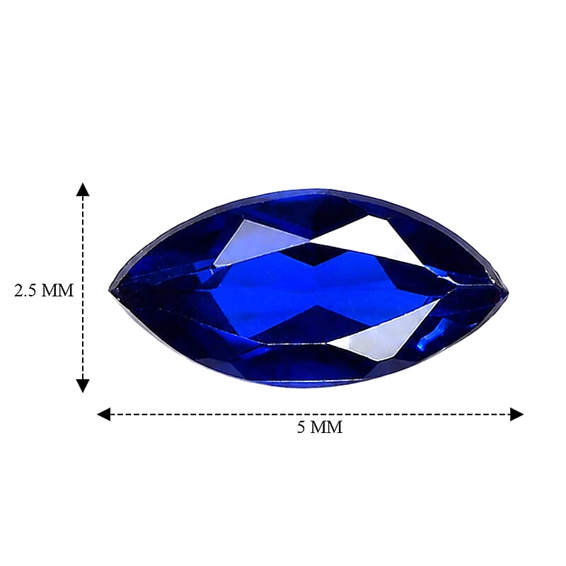Lab Created Blue Sapphire Set of 4 (Mrq 5x2.5 mm) 0.65 ctw