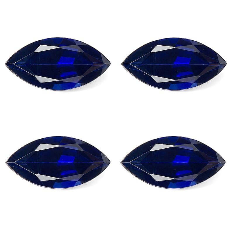 Lab Created Blue Sapphire Set of 4 (Mrq 6x3 mm) 1.00 ctw