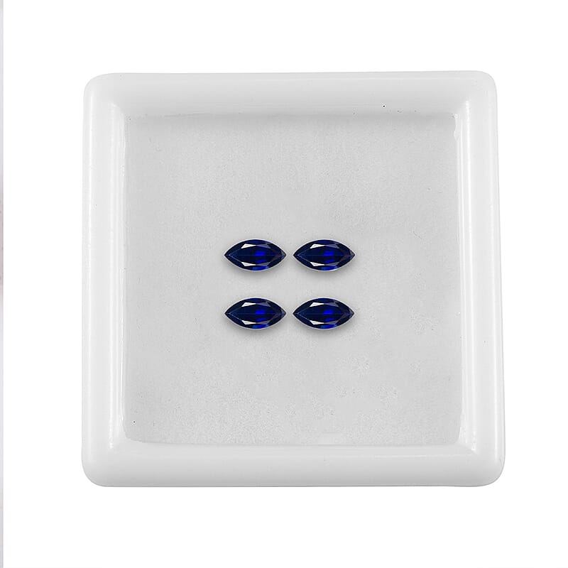 Lab Created Blue Sapphire Set of 4 (Mrq 6x3 mm) 1.00 ctw