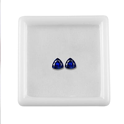 Lab Created Blue Sapphire Set of 2 (Tril 5 mm) 1.08 ctw