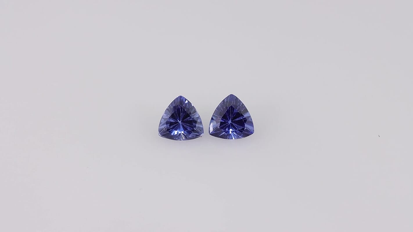 Lab Created Blue Sapphire Set of 2 (Tril 6 mm) 1.73 ctw