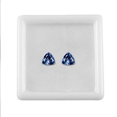 Lab Created Blue Sapphire Set of 2 (Tril 6 mm) 1.73 ctw