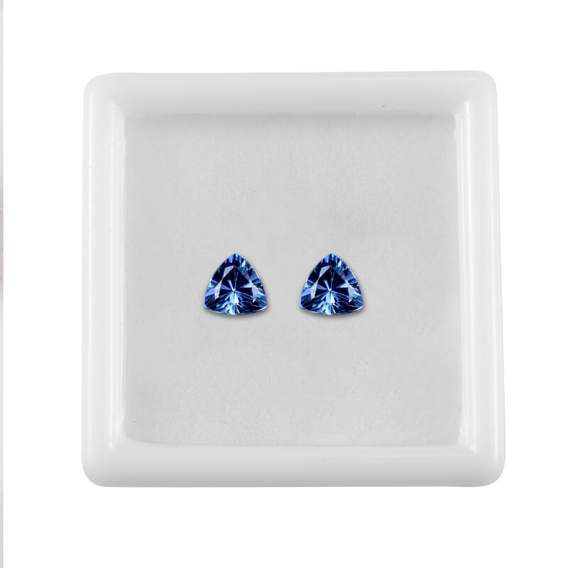 Lab Created Blue Sapphire Set of 2 (Tril 6 mm) 1.73 ctw