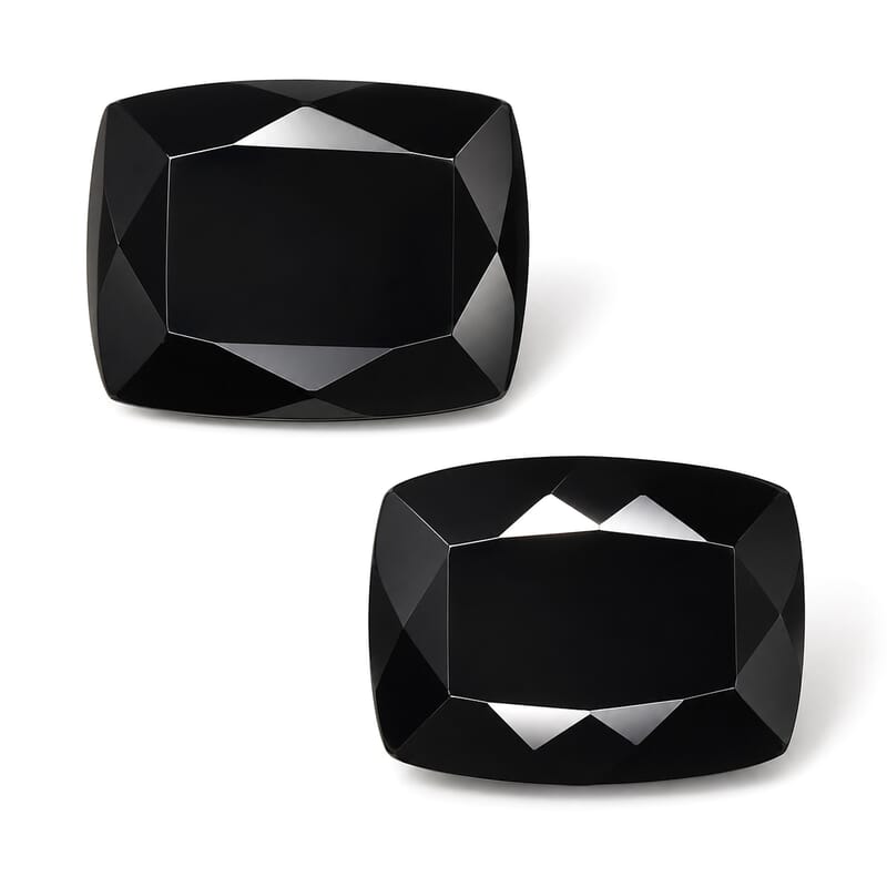 Black Tourmaline Set of 2 (Cushion) 2.55 ctw