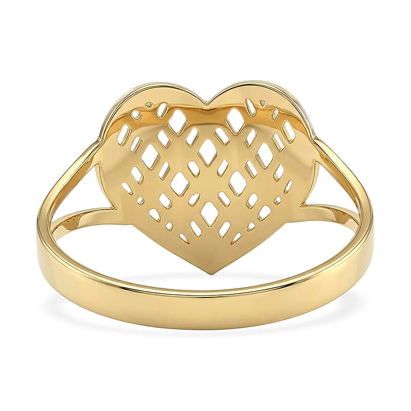 Diamond-cut Heart Ring in 10K Yellow and White Gold (Size 6.0) 1.22 Grams
