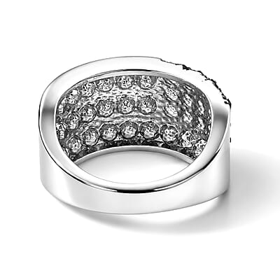Multi Color Austrian Crystal Band Ring in Silvertone (Size 6.0)