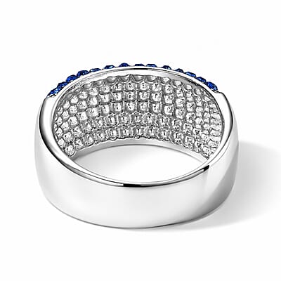 Multi Color Austrian Crystal Ring in Silvertone (Size 6.0)