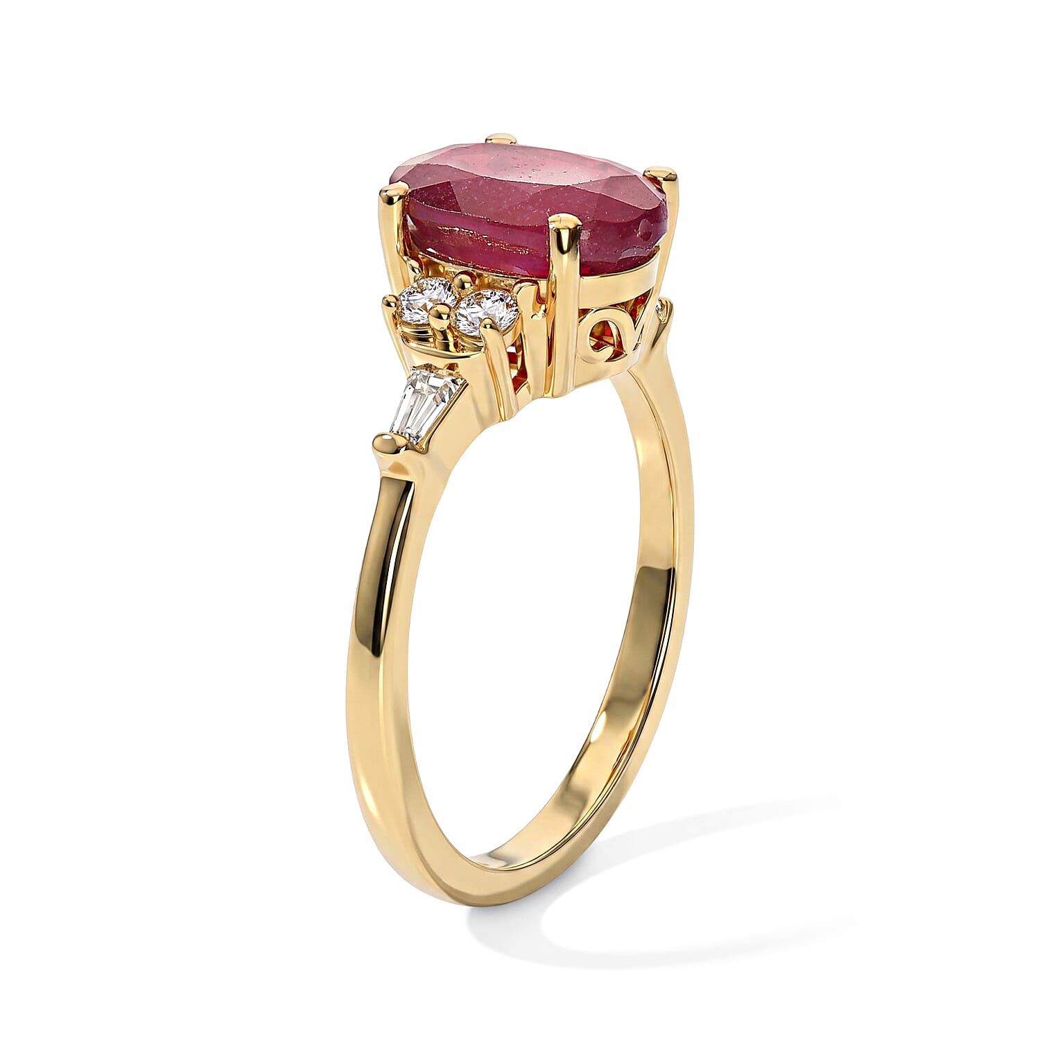 EverTrue Niassa Ruby (FF) and Moissanite 3.00 ctw Majestic Spectrum Ring in 18K YG Plated (Size 10.0)