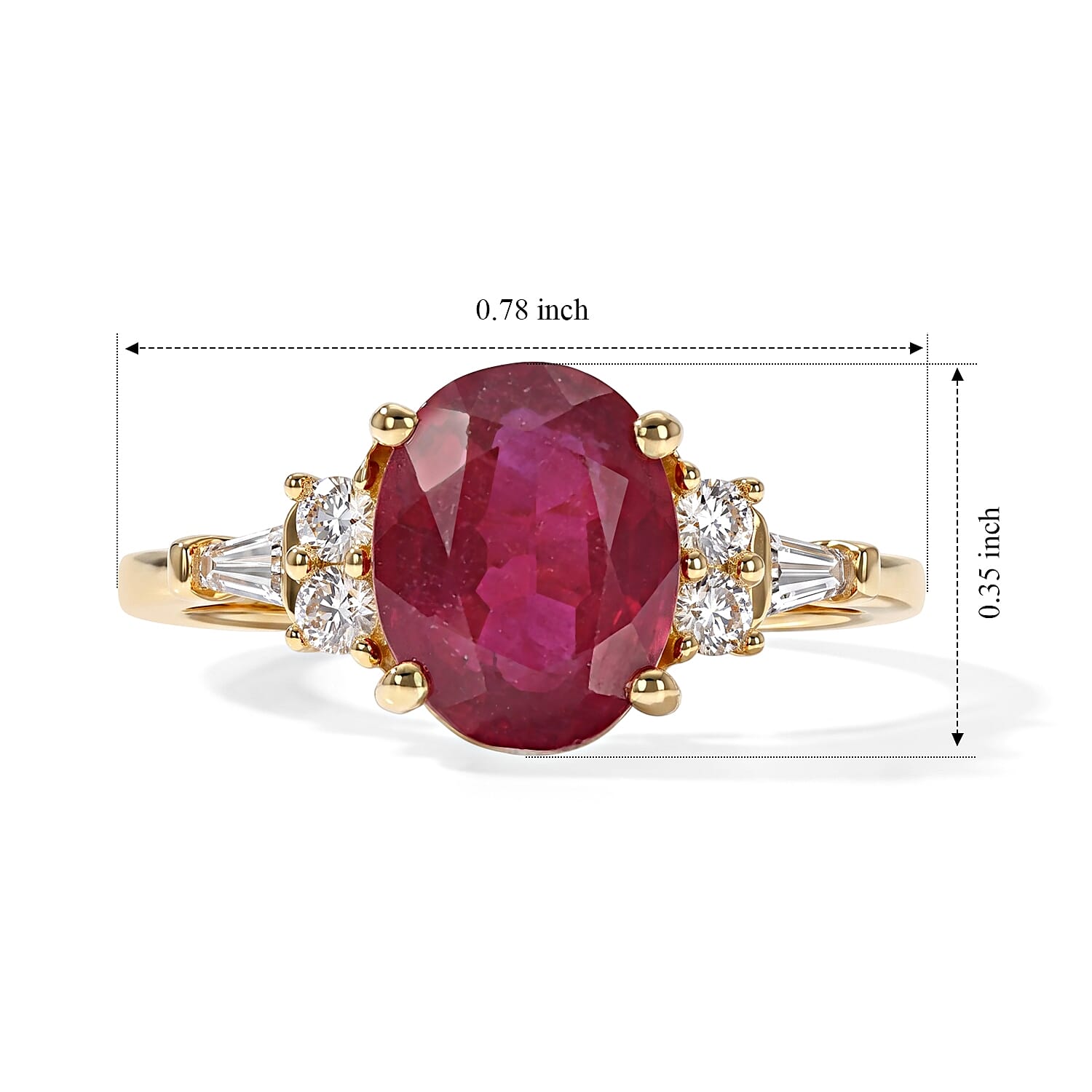 EverTrue Niassa Ruby (FF) and Moissanite 3.00 ctw Majestic Spectrum Ring in 18K YG Plated (Size 10.0)