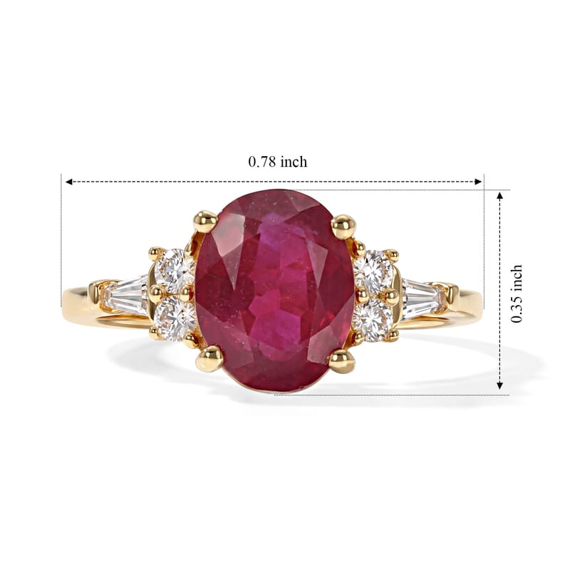 EverTrue Niassa Ruby (FF) and Moissanite 3.00 ctw Majestic Spectrum Ring in 18K YG Plated (Size 10.0)