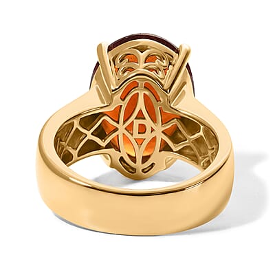 D'Joy AAA Honey Garnet 10.30 ctw Glow Solitaire Ring in 18K Vermeil Yellow Gold Over Sterling Silver (Size 6.0)