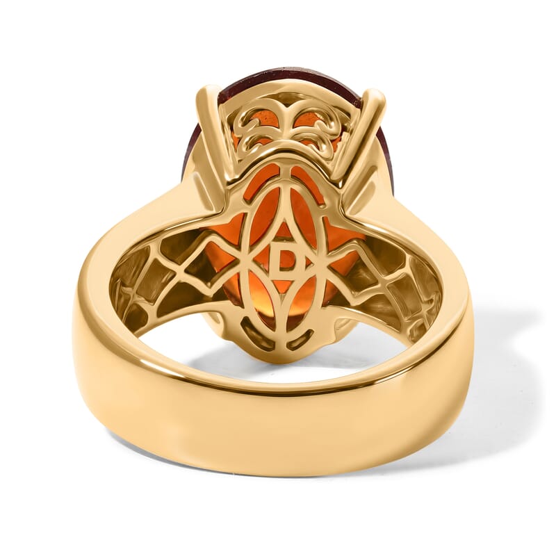 D'Joy AAA Honey Garnet 10.30 ctw Glow Solitaire Ring in 18K Vermeil Yellow Gold Over Sterling Silver (Size 6.0)