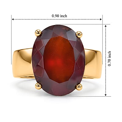 D'Joy AAA Honey Garnet 10.30 ctw Glow Solitaire Ring in 18K Vermeil Yellow Gold Over Sterling Silver (Size 6.0)