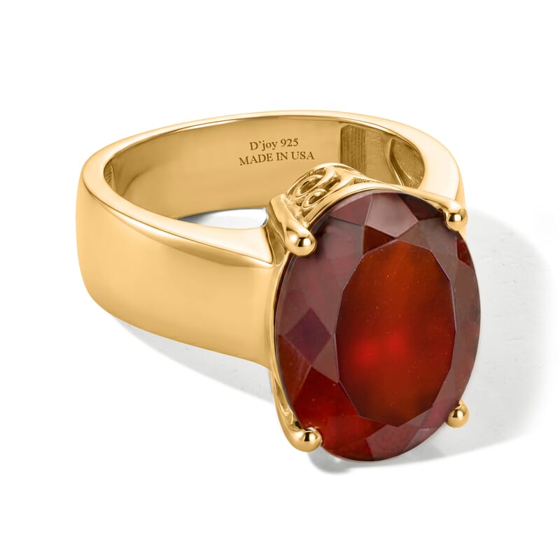 D'Joy AAA Honey Garnet 10.30 ctw Glow Solitaire Ring in 18K Vermeil Yellow Gold Over Sterling Silver (Size 7.0)