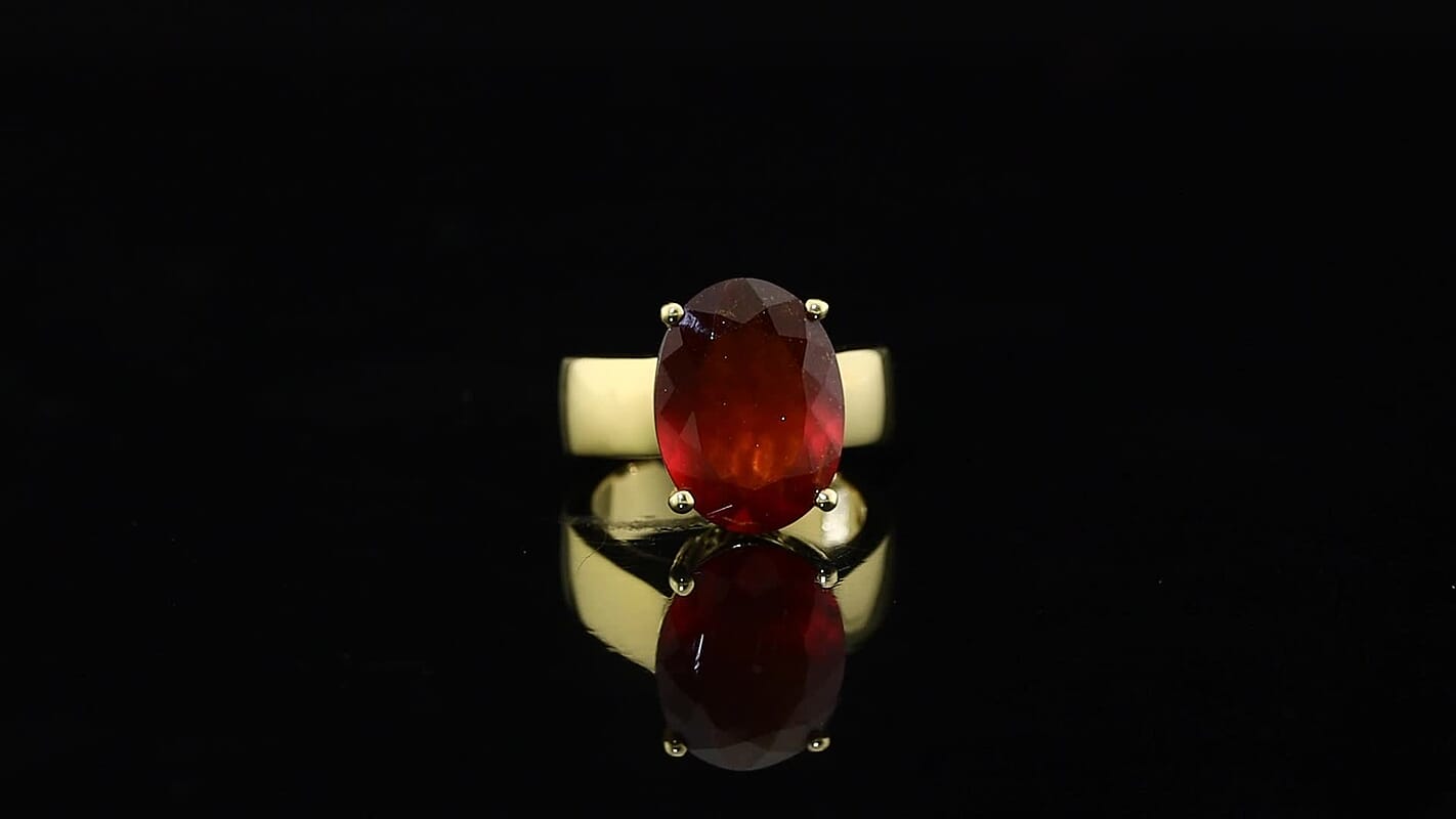 D'Joy AAA Honey Garnet Glow Solitaire Ring in 18K Vermeil YG Over Sterling Silver (Size 10.0) 10.30 ctw