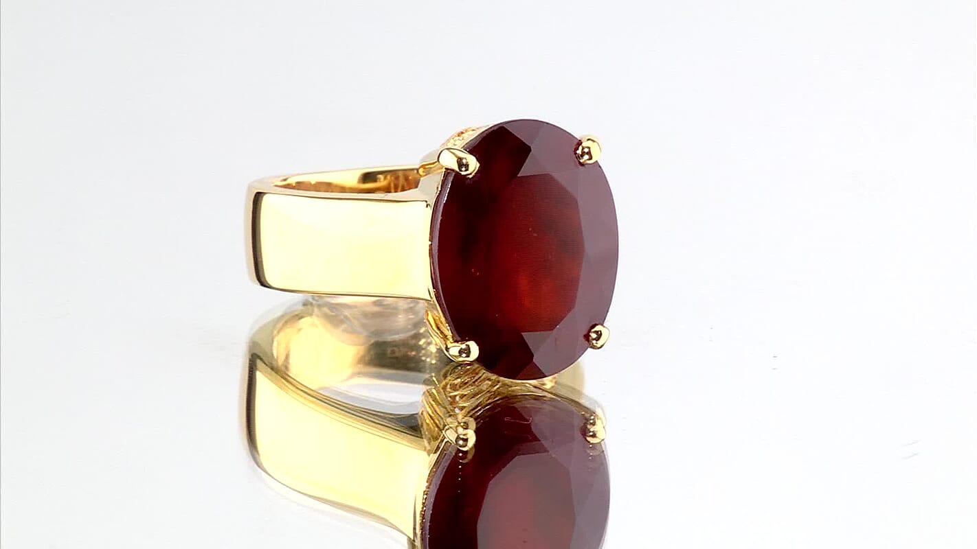D'Joy AAA Honey Garnet Glow Solitaire Ring in 18K Vermeil YG Over Sterling Silver (Size 10.0) 10.30 ctw
