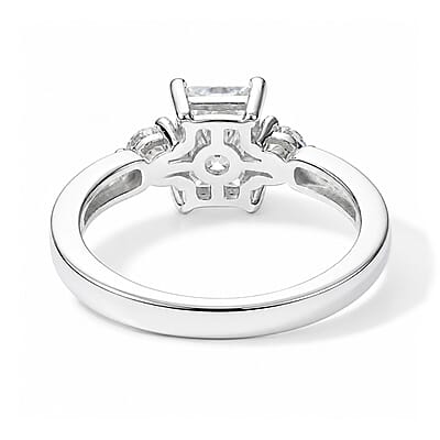 Moissanite 1.25 ctw Ring in Rhodium Over Sterling Silver (Size 6.0)