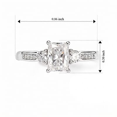 Moissanite 1.25 ctw Ring in Rhodium Over Sterling Silver (Size 6.0)