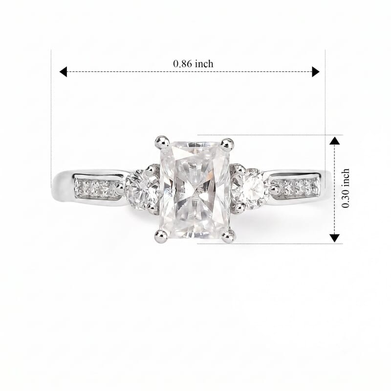Moissanite 1.25 ctw Ring in Rhodium Over Sterling Silver (Size 6.0)