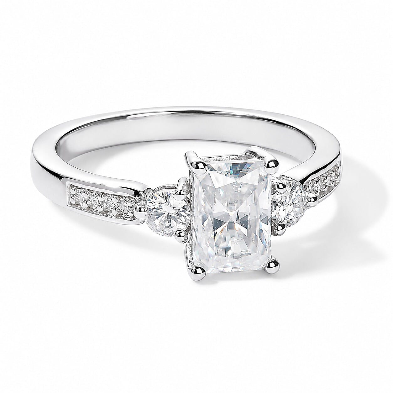 Moissanite 1.25 ctw Ring in Rhodium Over Sterling Silver (Size 8.0)