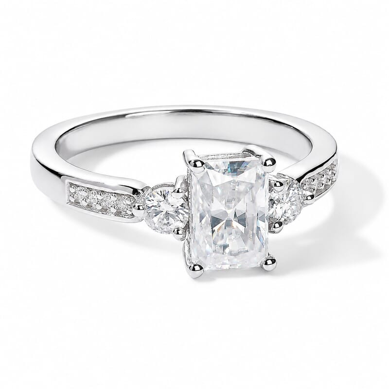 Moissanite 1.25 ctw Ring in Rhodium Over Sterling Silver (Size 8.0)