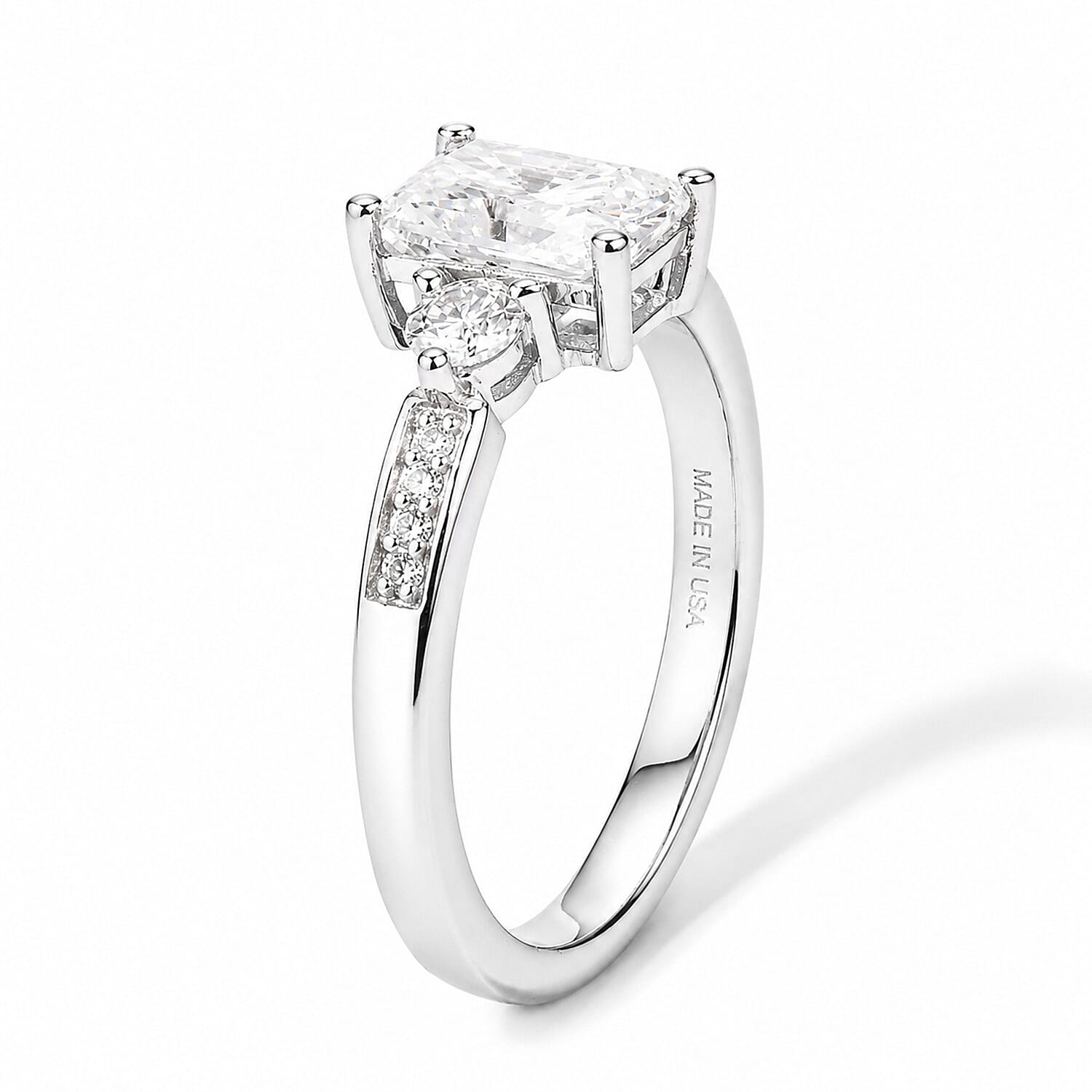 Moissanite 1.25 ctw Ring in Rhodium Over Sterling Silver (Size 8.0)