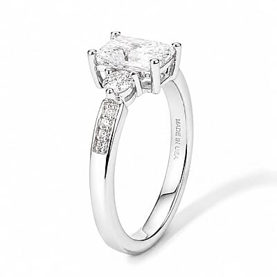Moissanite 1.25 ctw Ring in Rhodium Over Sterling Silver (Size 8.0)