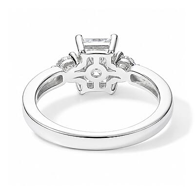 Moissanite 1.25 ctw Ring in Rhodium Over Sterling Silver (Size 8.0)