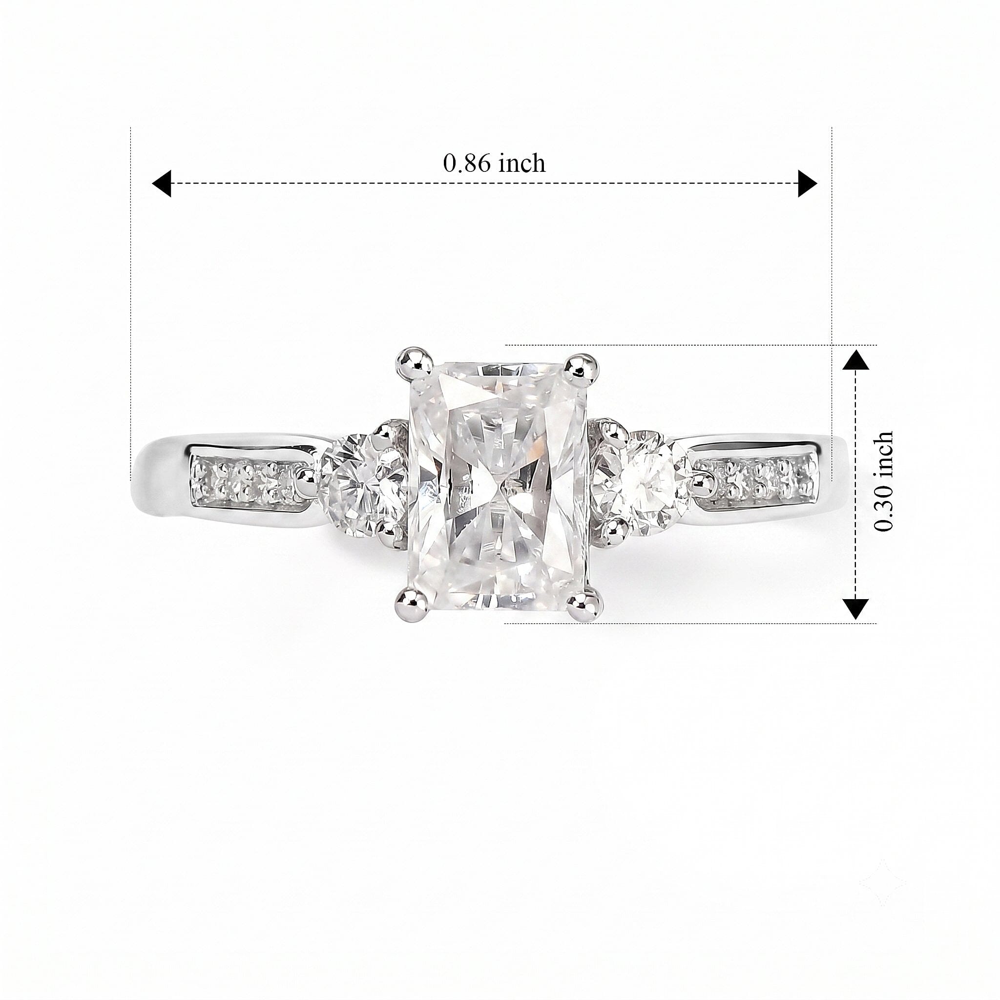 Moissanite 1.25 ctw Ring in Rhodium Over Sterling Silver (Size 8.0)