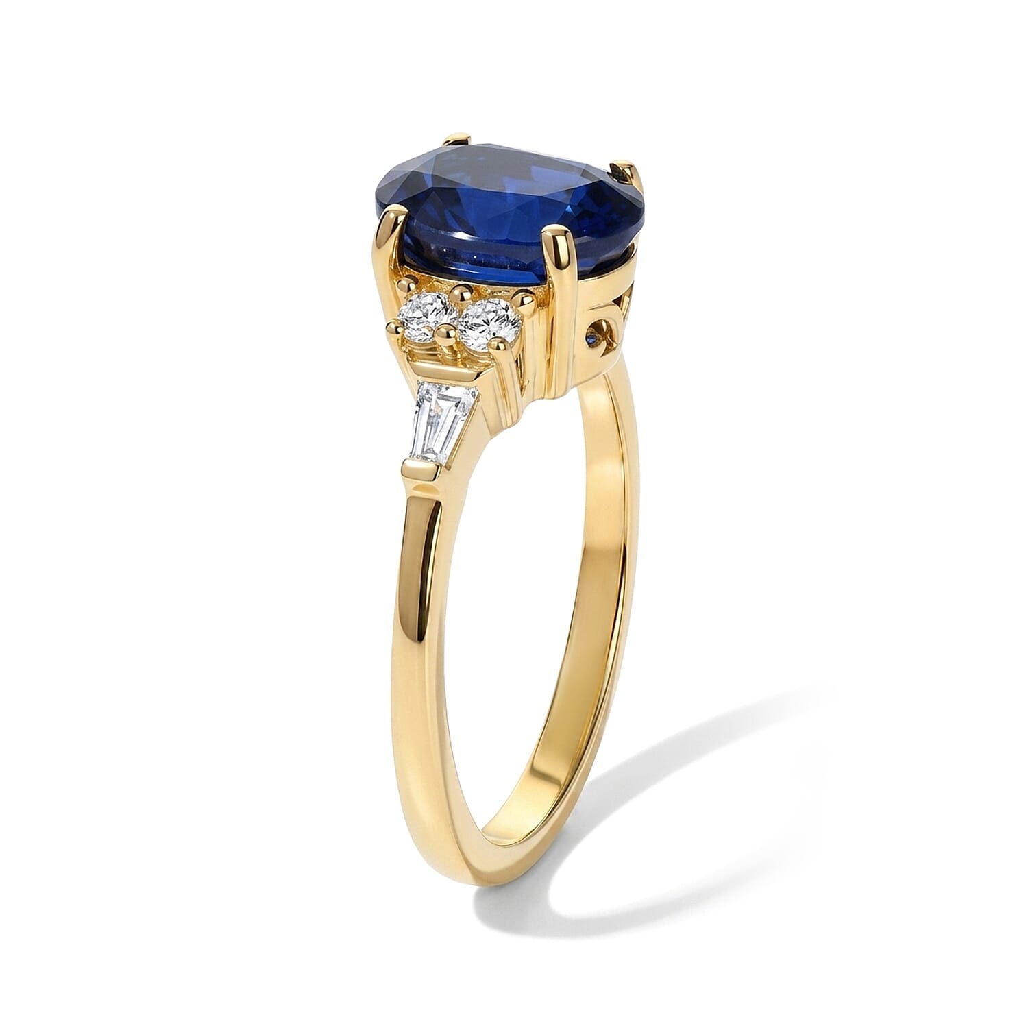 EverTrue Masoala Sapphire (D) and Moissanite 3.15 ctw Ring in 18K YG Plated (Size 10.0)