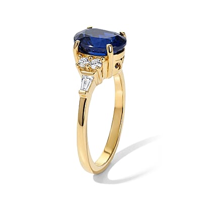 EverTrue Masoala Sapphire (D) and Moissanite 3.15 ctw Ring in 18K YG Plated (Size 10.0)