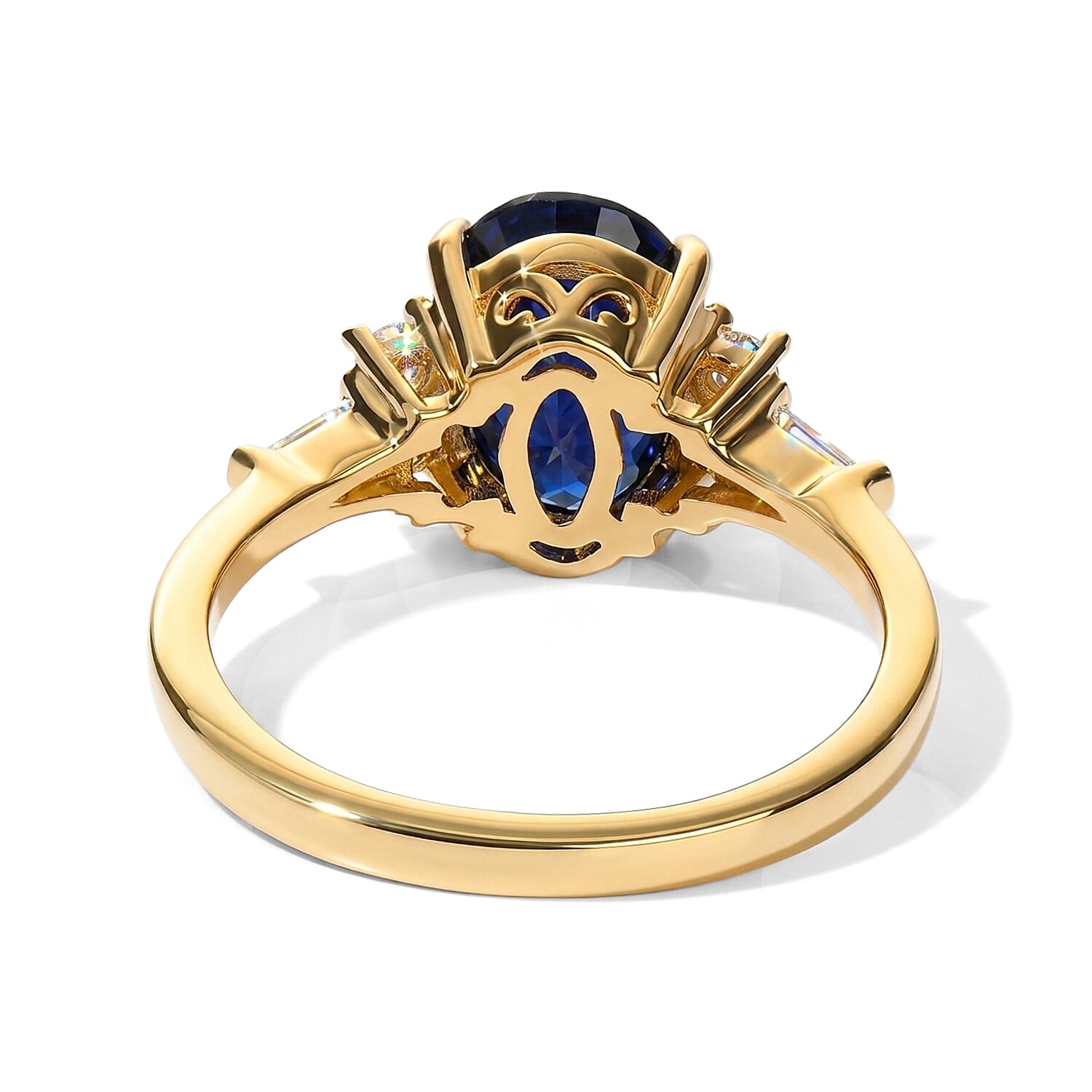 EverTrue Masoala Sapphire (D) and Moissanite 3.15 ctw Ring in 18K YG Plated (Size 10.0)