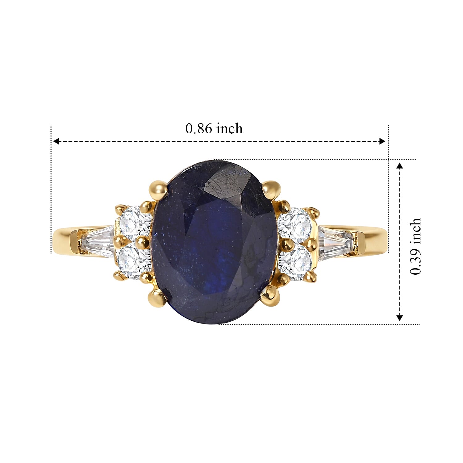 EverTrue Masoala Sapphire (D) and Moissanite 3.15 ctw Ring in 18K YG Plated (Size 10.0)