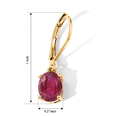 EverTrue Niassa Ruby (FF) 3.80 ctw Lever Back Earrings in 18K YG Plated