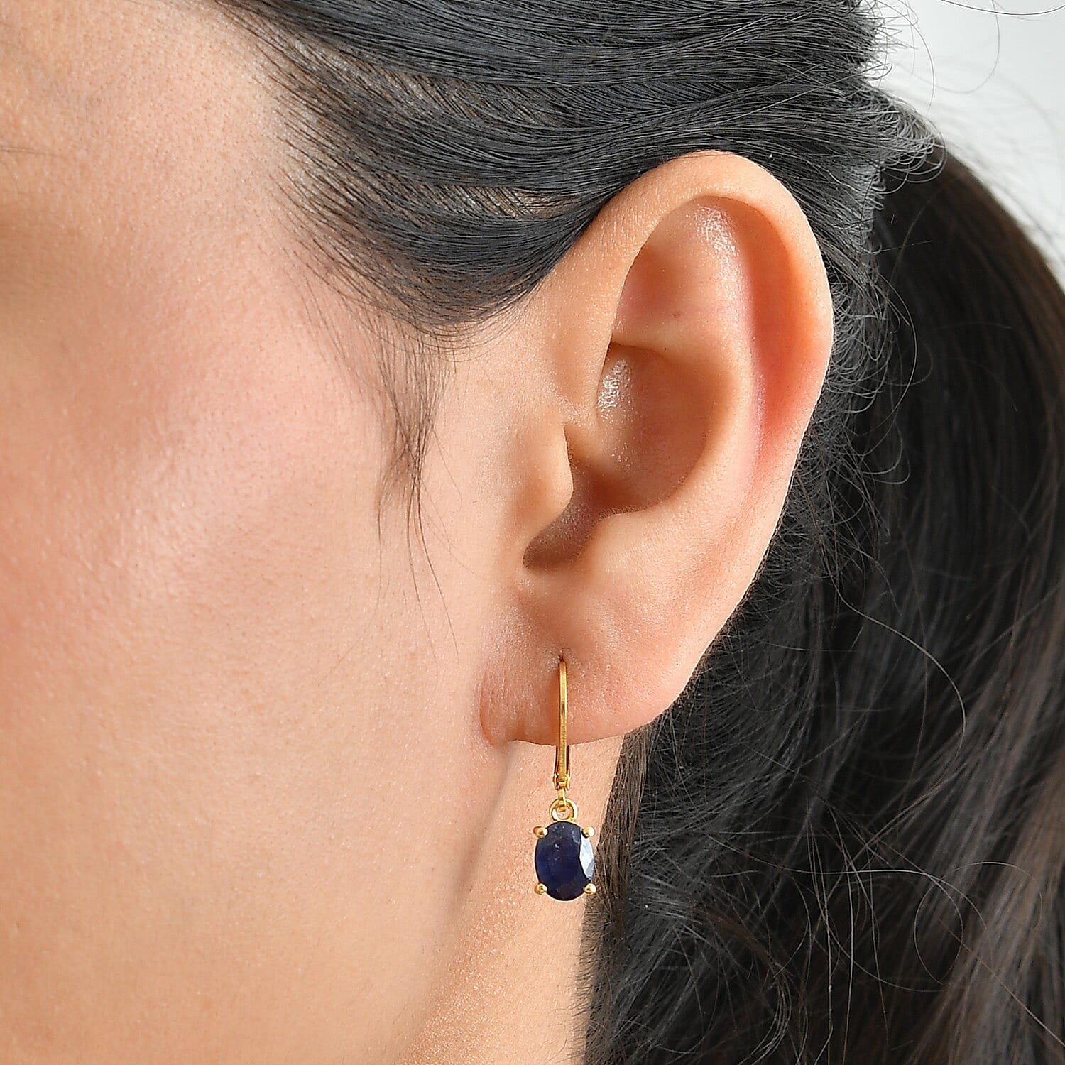 EverTrue Masoala Sapphire (D) 3.80 ctw Majestic Spectrum Earrings in 18K YG Plated