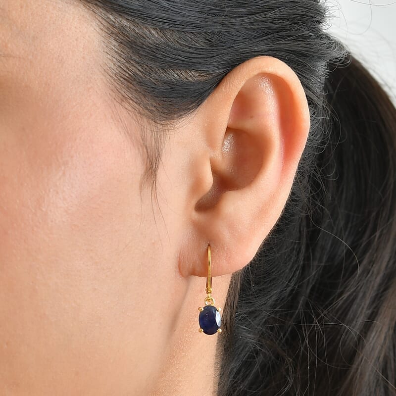 EverTrue Masoala Sapphire (D) 3.80 ctw Majestic Spectrum Earrings in 18K YG Plated