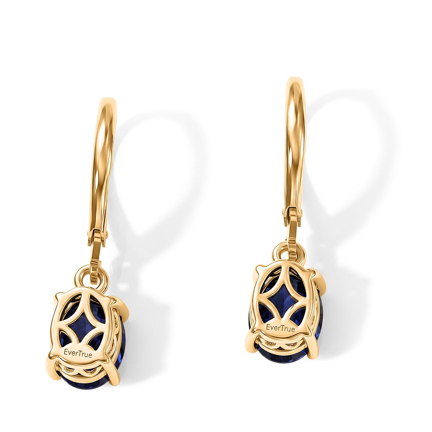 EverTrue Masoala Sapphire (D) 3.80 ctw Majestic Spectrum Earrings in 18K YG Plated